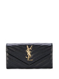 Saint Laurent Women Cassandre Matelassé Large Flap Wallet In Grain De Poudre Leather