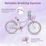Kids Bike 12-20 Inch with Training Wheels & Basket Purple