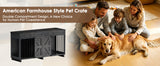 Dog Crate Furniture TV Stand - 2-in-1 Wooden Dog Kennel with Storage