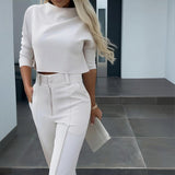 Women's Elegant Solid Color Half Sleeve Short Top