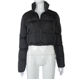 Autumn Winter Fashion New Long Sleeved Stand up Collar Thermal Bread Coat down Jacket Women Outerwear