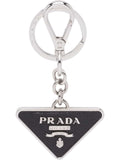Prada Men Saffiano Leather And Metal Keychain