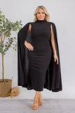The Stella Cape Plus Size Midi Dress - Black