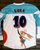 TUNE SQUAD Lola Bunny Headgear Classics Hockey Teal Jersey ~Never Worn~ M L XL