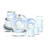 Marbled Round Ceramic Dinnerware Set with Plates and Bowls