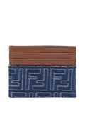 Fendi Men Leather And Denim-Effect Ff Jacquard Card Holder