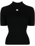 Courreges Women Reedition Short Sleeves Ribbed Knitted Sweater
