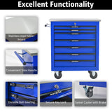 7 Drawers Multifunctional Tool Cart with Wheels - Blue & Black