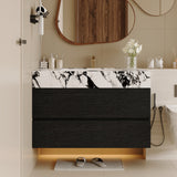 29.9" Modern Floating Bathroom Vanity with Faux Marble Top