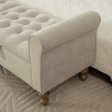 65.75" Wide Modern Upholstered Storage Bench With Double Lids