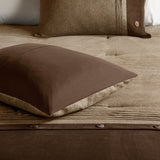 7 Piece Faux Suede Comforter Set Brown Queen