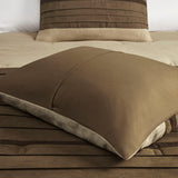 7 Piece Faux Suede Comforter Set Natural Queen