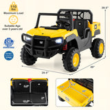 24V Ride-On Dump Truck 2-Seater with Remote Control - Yellow