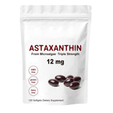 Astaxanthin 12mg Softgels - Triple Strength, From Microalgae, Antioxidant Support, Non-GMO, Gluten-Free & Dairy-Free, 120 Softgels