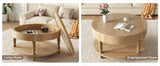 Coffee Table with Dual Storage - Natural Wood, 31.5" Round
