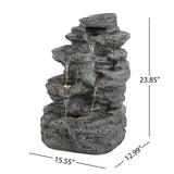 Concrete Rock Waterfall Fountain with LED Lights