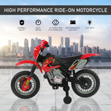 Kids 6V Electric Ride-On Motorcycle with Training Wheels, Battery Powered Toy Bike