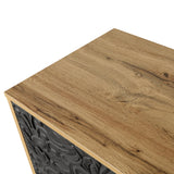 Black Carved Door TV Stand with Adjustable Shelves - Black & Natural