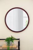 Circle Wall Mirror with Wooden Frame - Black, Light Brown, Dark Brown
