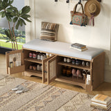 TREXM Rustic Storage Bench Multifunctional Wood Entryway Shoe Bench