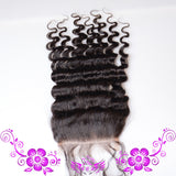 Live-action Wigs Hand-woven Human Hair Block Deep Wave Closure Full Lace Wig