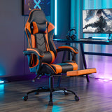 Gaming Chair with Footrest, Ergonomic Computer Chair, Black White Leather