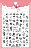 Black Butterfly Nails Stickers White Flower Adhesive