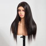 StariaHair 5"x5" Straight Transparent Glueless Lace Closure Wig #1B