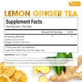Premium Lemon, Ginger Herbal Blend Tea Bag | Improve Digestion, Support Brain, Weight, Skin and Sleep, Eco-Conscious Tea Bags