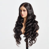 StariaHair 13"x4" Body Wave 150% Transparent Lace Frontal Wig #1B