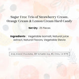 Andy Anand Sugar-Free Trio Hard Candy, 25 pc – Strawberry, Orange & Lemon, European Imported, Keto & Diabetic-Friendly Gourmet Gift Box
