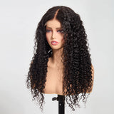 StariaHair 5"x5" HD Glueless Lace Water Wave 180% Closure Wig #1B