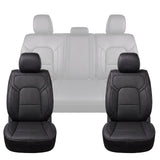 Umbrauto Car Seat Covers for Dodge RAM, Premium Nappa Waterproof Leather Seat Cushion Fits 2009-2026 RAM 1500/2500/3500 Crew Quad Mega Cab with Flat Bench,Full Set, Black
