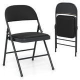 Folding Conference Chairs 4-Pack with Padded Seats - Black