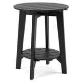 Eucalyptus Wood Outdoor Side Table with Storage Shelf