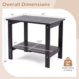 2-Tier Eucalyptus Wood Patio End Table with Storage Shelf