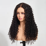 StariaHair 13"x4" Water Wave 150% Transparent Lace Frontal Wig #1B