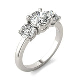 AGI Certified 2 CTW Classic Three-Stone Round Lab Grown Diamond (G-VS) Engagement Ring in 14K White Gold