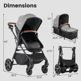 2-in-1 Convertible Baby Stroller with Car Seat Adapters