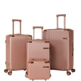 4-Piece Hard ABS Luggage Set with 360° Dual Rotating Wheels - Rose Gold