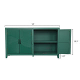 59in Green Accent Cabinet with 4 Doors - Mid Century Modern Buffet - Dark Green