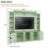 4-in-1 Entertainment Center Wall Unit with Bookshelf for TVs Up to 70" - Black, White, Green