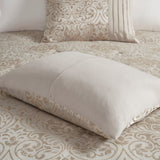 12 Piece Jacquard Comforter Set with Bed Sheets Khaki Cal King