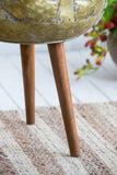 Set of 2 Metal Planter With Wood Legs Stand, L:D18.5x23.5" S:D15.
