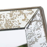 Antique Rectangle Mirror with Floral Accents - Pearl Silver