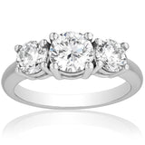3 CTW AGI Certified Lab Grown Diamond (G-VS) Three Stone Engagement Ring in of 14K Gold