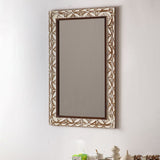 29.13"×47.24" Rectangular Carved Leaf Wall Mirror