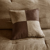 7 Piece Faux Suede Comforter Set Brown Queen