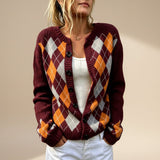 Women's Printed Round-Neck Long-Sleeve Cardigan Jacket