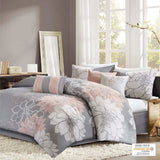 Floral Cotton Sateen Comforter with Hypoallergenic Fill - Peach Blossom